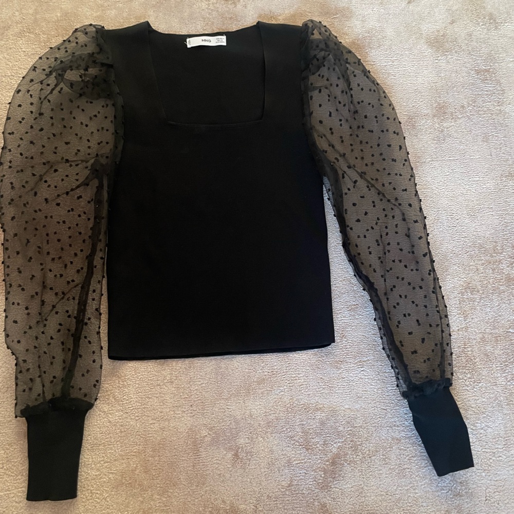MANGO long sleeve polka top